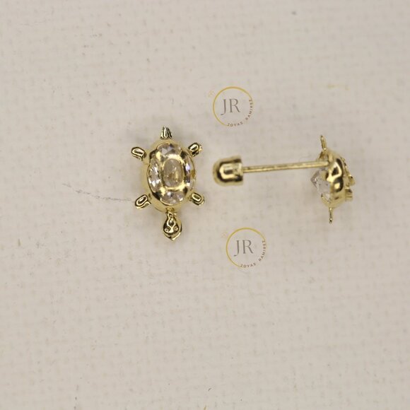 14K Solid Gold Turtle Stud Earrings • Symbol of Longevity & Grace. - Picture 5 of 8
